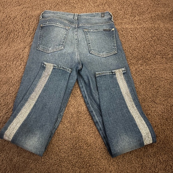 7 seven for all Mankind high waist ankle skinny with silver stripe size 28 - Picture 8 of 10
